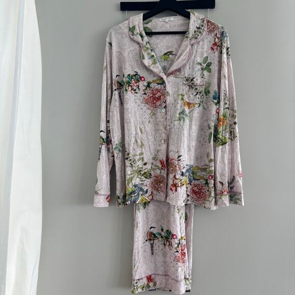 Johnny Was Carly Pajama Set Rosas Floral Print Soft Pink Matching Set Size XXL - Picture 1 of 14